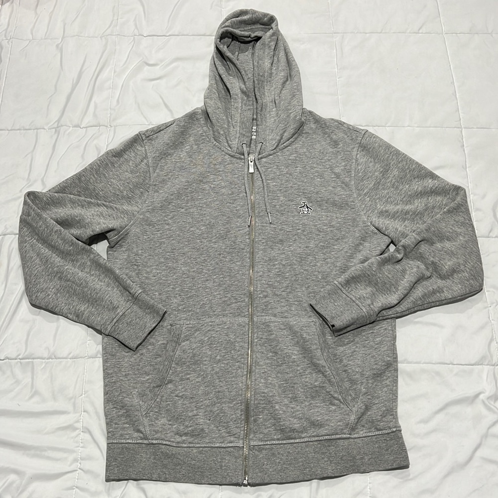 ORIGINAL PENGUIN STICKER PETE FULL ZIP FLEECE HOODIE